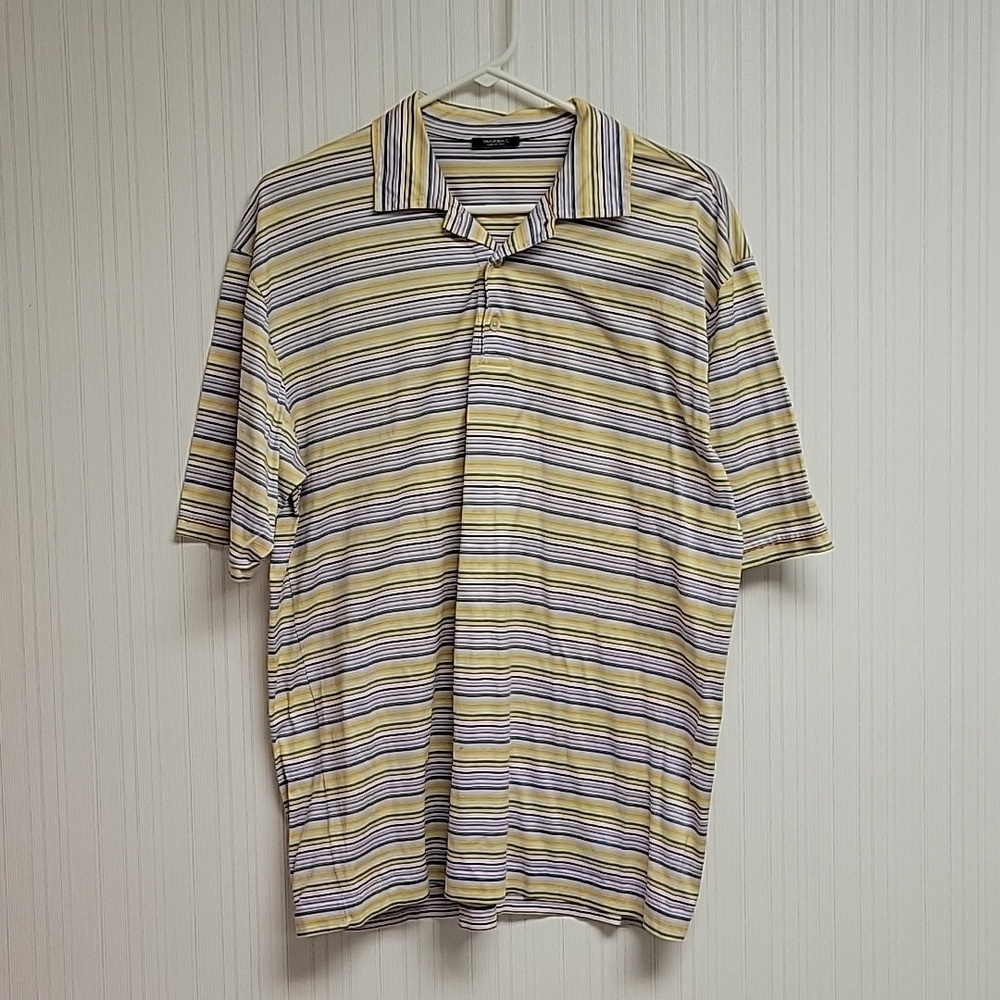 Marbas striped 100% cotton polo. made in Italy Men's medium golf